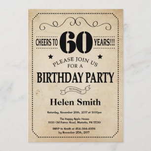 Invitation 60e anniversaire Rustic Vintage Retro