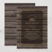 Invitation 60e anniversaire Rustic Wood Fancy Country Party (Devant / Derrière)