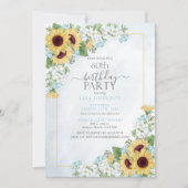 Invitation 60e anniversaire Rustique Dusty Blue Sunflower Scr (Devant)