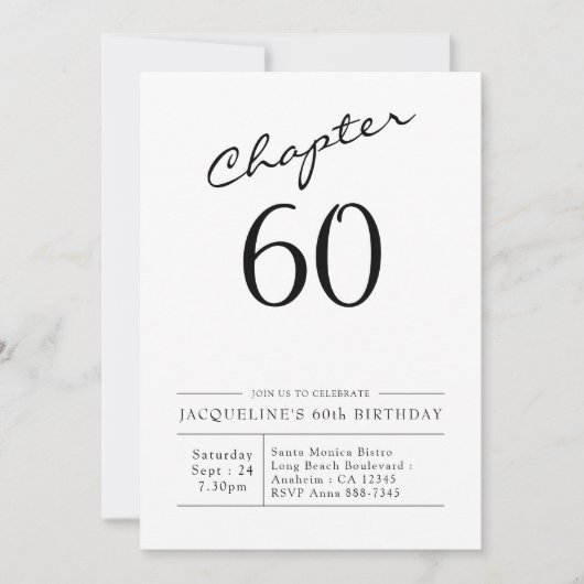 Invitation 60e anniversaire Script 60 Party (Devant)