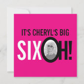 Invitation 60e anniversaire SIX OH! photo rose rétro (Devant)