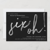 Invitation 60e anniversaire Six Oh Silver Typographie noir (Devant)