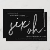 Invitation 60e anniversaire Six Oh Silver Typographie noir (Devant / Derrière)