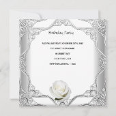 Invitation 60e Anniversaire Soirée dentelle blanche Rose blan (Dos)