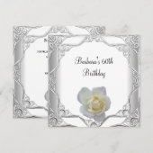 Invitation 60e Anniversaire Soirée dentelle blanche Rose blan (Devant / Derrière)