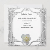 Invitation 60e Anniversaire Soirée dentelle blanche Rose blan (Dos)