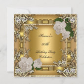 Invitation 60e Anniversaire Soirée Gold Elegant Crème Rose 2 (Devant)
