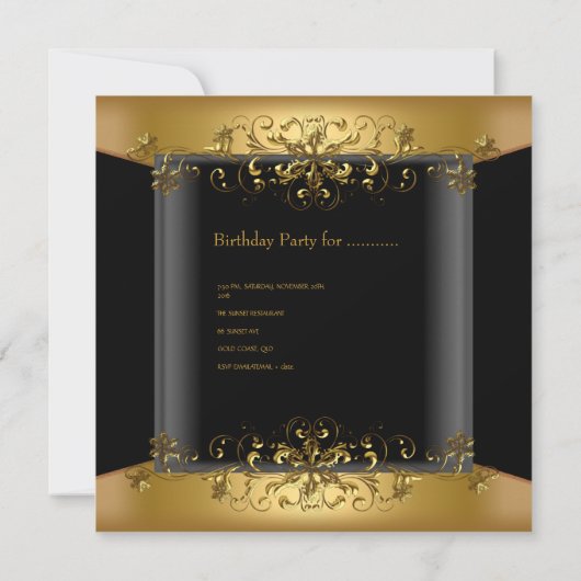 Invitation 60e Anniversaire Soirée Gold Noir 60 (Dos)