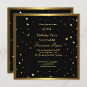 Invitation 60e Anniversaire Soirée Gold Stars Black Invitatio (Devant / Derrière)