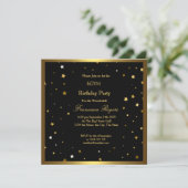 Invitation 60e Anniversaire Soirée Gold Stars Black Invitatio (Debout devant)