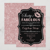 Invitation 60e anniversaire - Soixante fabuleux Rose Gold Noi (Devant / Derrière)