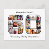 Invitation 60e anniversaire Soixante photo noir bl (Devant)