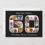 Invitation 60e anniversaire Soixante photo noir et blanc (Devant)