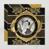 Invitation 60e anniversaire Soixantième Gold Diamond Cadre ph (Devant / Derrière)