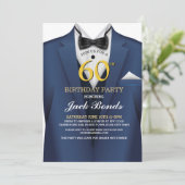 Invitation 60e Anniversaire Spy Suit Marine tie Gold Invitati (Debout devant)