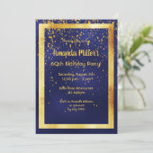 Invitation 60e anniversaire sur cadre bleu or de minuit (Debout devant)