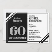 Invitation 60e Anniversaire Surprise Bash Moderne Noir et Bla (Devant)