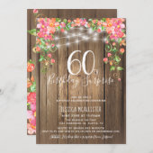 Invitation 60e anniversaire Surprise Brunch Rustic Floral Woo (Devant / Derrière)