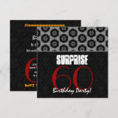 Invitation 60e anniversaire surprise Noir noir blanc rouge V0 (Devant / Derrière)