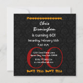 Invitation 60e anniversaire surprise Noir noir blanc rouge V0 (Dos)