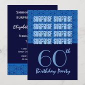 Invitation 60e anniversaire Surprise Party Blue Stars V2 (Devant / Derrière)