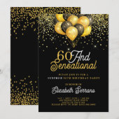 Invitation 60e anniversaire Surprise Party Gold Black Parties (Devant / Derrière)
