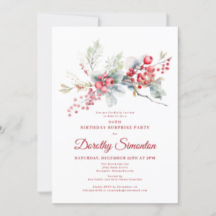 Invitation 60e anniversaire Surprise Party Verdure Berry Roug