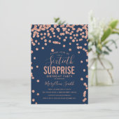 Invitation 60e Anniversaire Surprise Rose Gold Navy Bleu (Debout devant)