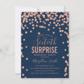 Invitation 60e Anniversaire Surprise Rose Gold Navy Bleu (Devant)