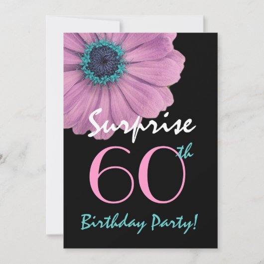 Invitation 60e anniversaire surprise single daisy and Black (Devant)