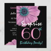 Invitation 60e anniversaire surprise single daisy and Black (Devant / Derrière)