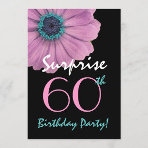 Invitation 60e anniversaire surprise single daisy and Black
