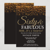 Invitation 60e anniversaire surprise Soixante et fabuleux or (Devant / Derrière)