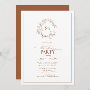 Invitation 60e anniversaire Teracotta moderne poitrine feuill