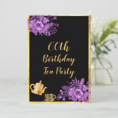 Invitation 60e anniversaire thé fête noir or violet (Debout devant)