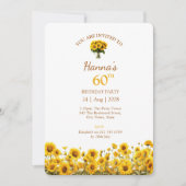 Invitation 60e anniversaire Tournesol Rustique photo florale (Devant)