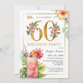 Invitation 60e anniversaire Tropical Floral Cocktail Party (Devant)
