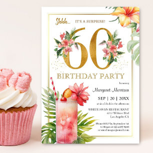 Invitation 60e anniversaire Tropical Floral Cocktail Party