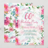 Invitation 60e anniversaire Tropical Floral Peony Party (Devant / Derrière)