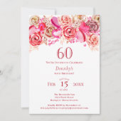 Invitation 60e anniversaire Valentine Rose Rose Coeur Tourbil (Devant)