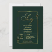 Invitation 60e anniversaire Vert avec Gold Frame Party (Devant)