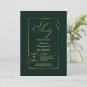 Invitation 60e anniversaire Vert avec Gold Frame Party (Debout devant)