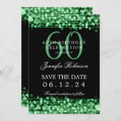 Invitation 60e anniversaire vert Enregistrer la date avec les (Devant / Derrière)