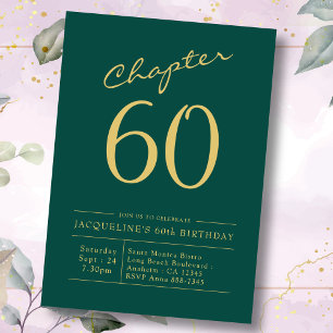 Invitation 60e Anniversaire Vert Or Chapitre 60