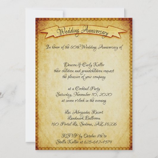 Invitation 60e anniversaire Vintage (Dos)