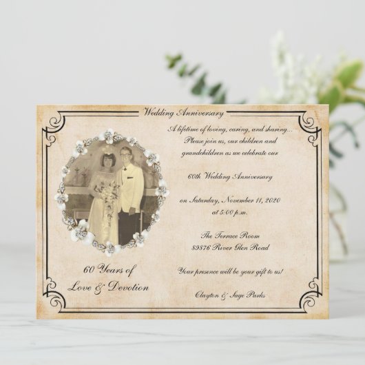 Invitation 60e anniversaire Vintage (Debout devant)
