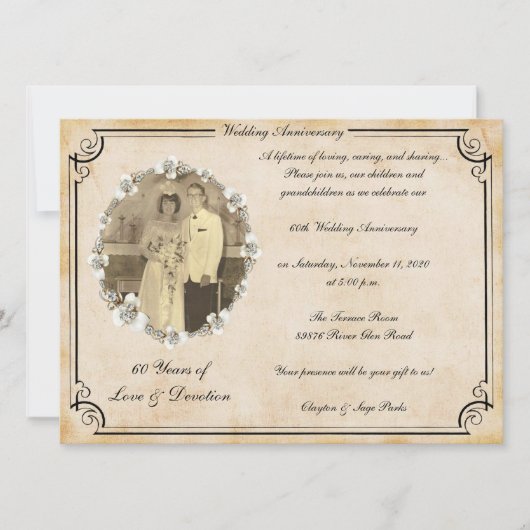 Invitation 60e anniversaire Vintage (Devant)