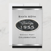 Invitation 60e anniversaire Vintage en métal argenté (Devant)