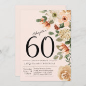 Invitation 60e anniversaire Vintage Floral (Devant / Derrière)
