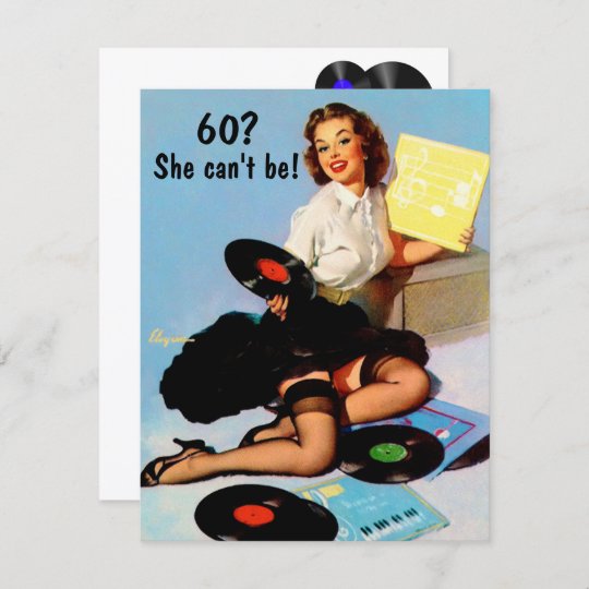 Invitation 60e Anniversaire Vintage Pin Up Girl Vinyl Records Zazzle Be